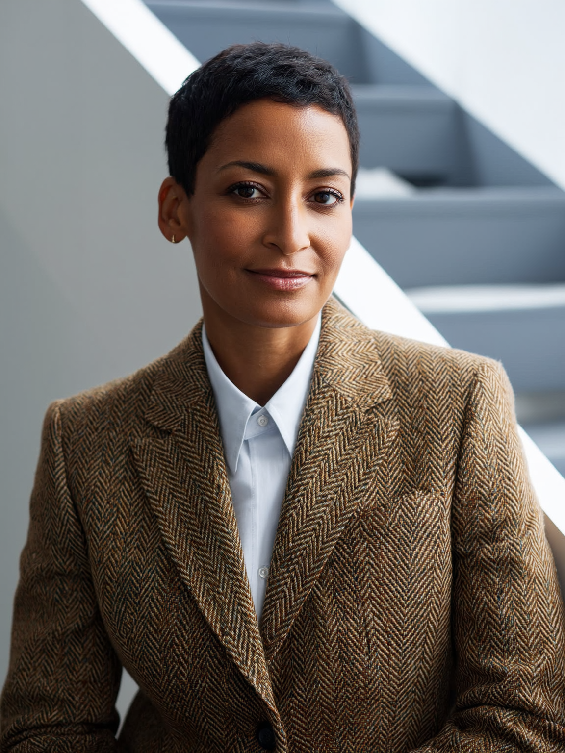 Professional female headshot example — environmental